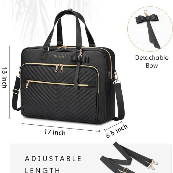 17 Inch Laptop Bag for Women, Large Convertible Quilted Briefcase Backpack with - Picture 3 of 8